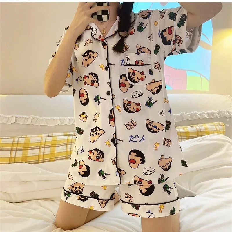 Crayon Shin-chan Cartoon Summer Short Sleeves Cute Home clothes Pajama Set Comfortable And Soft Holiday Gifts For Boys And Girls