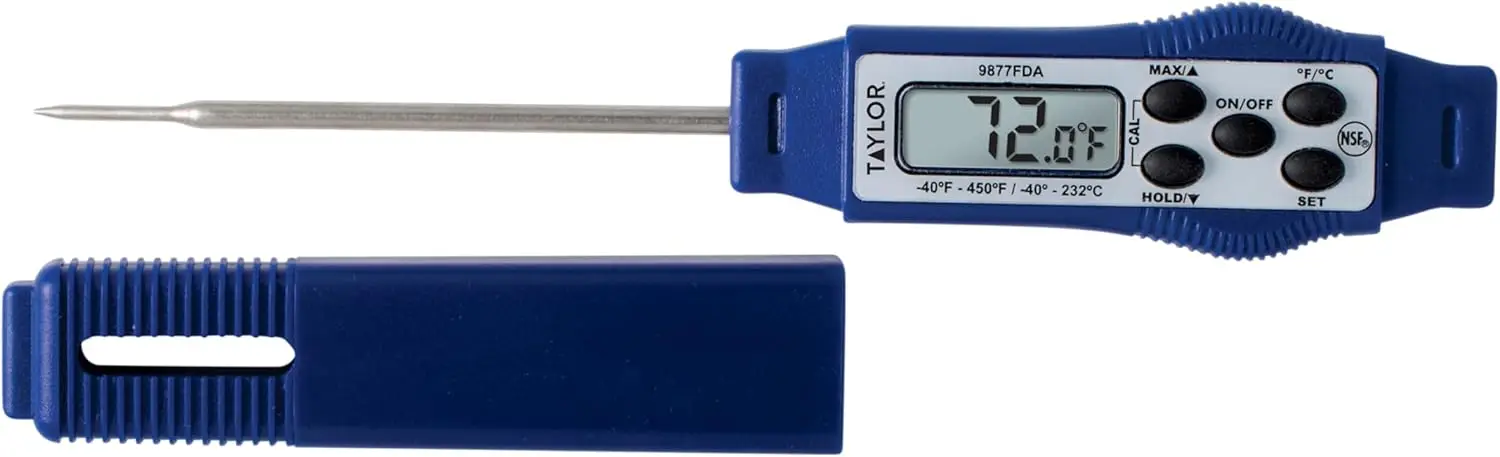 Compact Waterproof Digital Food Thermometer, 2.81" Stem, FDA-Recommended 1.5mm Probe, NSF Certified, Blue