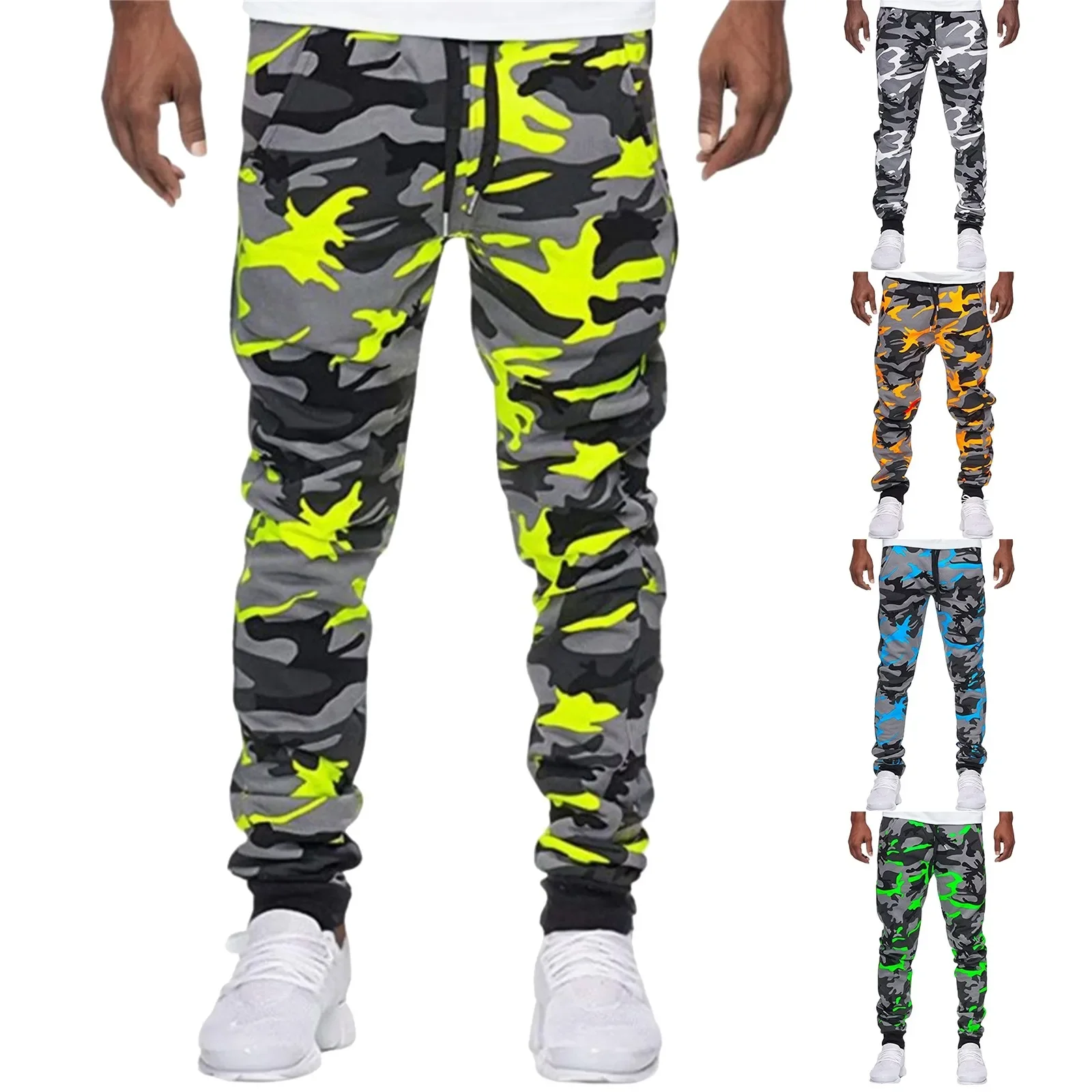 Fashion Men's Sport Camouflage Bandage Casual Loose Sweatpants Drawstring Pant Man pants ropa hombre calça masculina штаны мужск