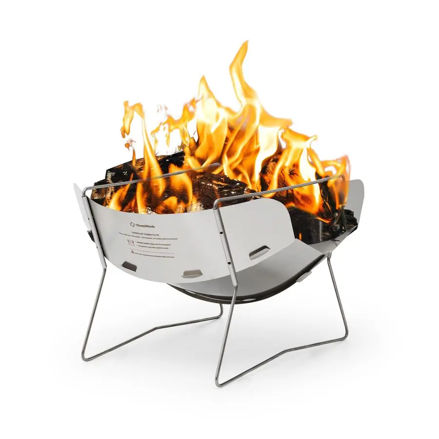 

Outdoor Fire Pit, 12inch Portable Camping Fire Pit, Stainless Steel Camp Grill Wood Burning Charcoal for BBQ Bushcraft Backpacki