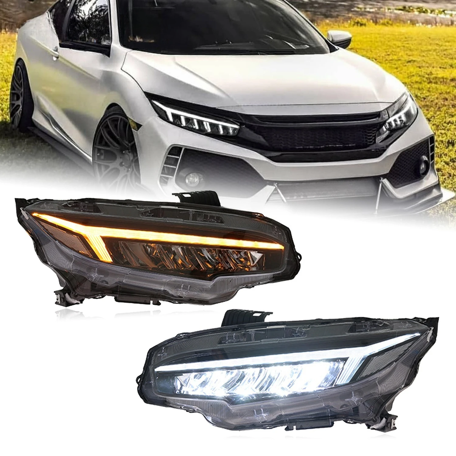 Car Headlight Assembly 2016-2021 Lighting System DRL Startup Animation 10th Generation LED Headlights