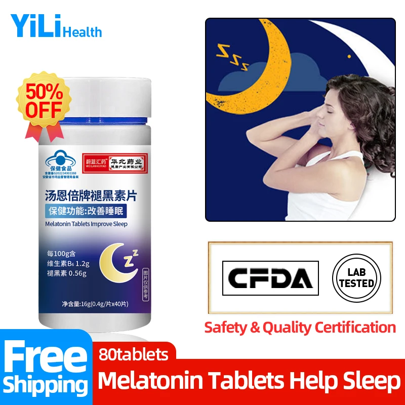 

Melatonin Tablets Relieve Insomnia Help Improve Sleeping Quality Healthy Deep Sleep Vitamin B6 Supplements for Adults