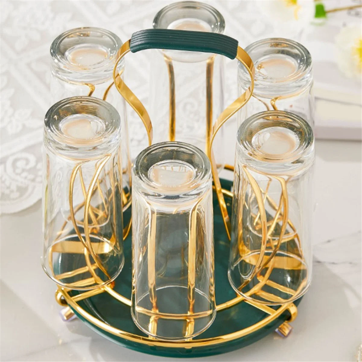 Gold Wrought Iron Drain Cup Holder Kitchen Accessories for Glass Ceramic Coffee Mugs Water Bottle Drying Rack Organizer