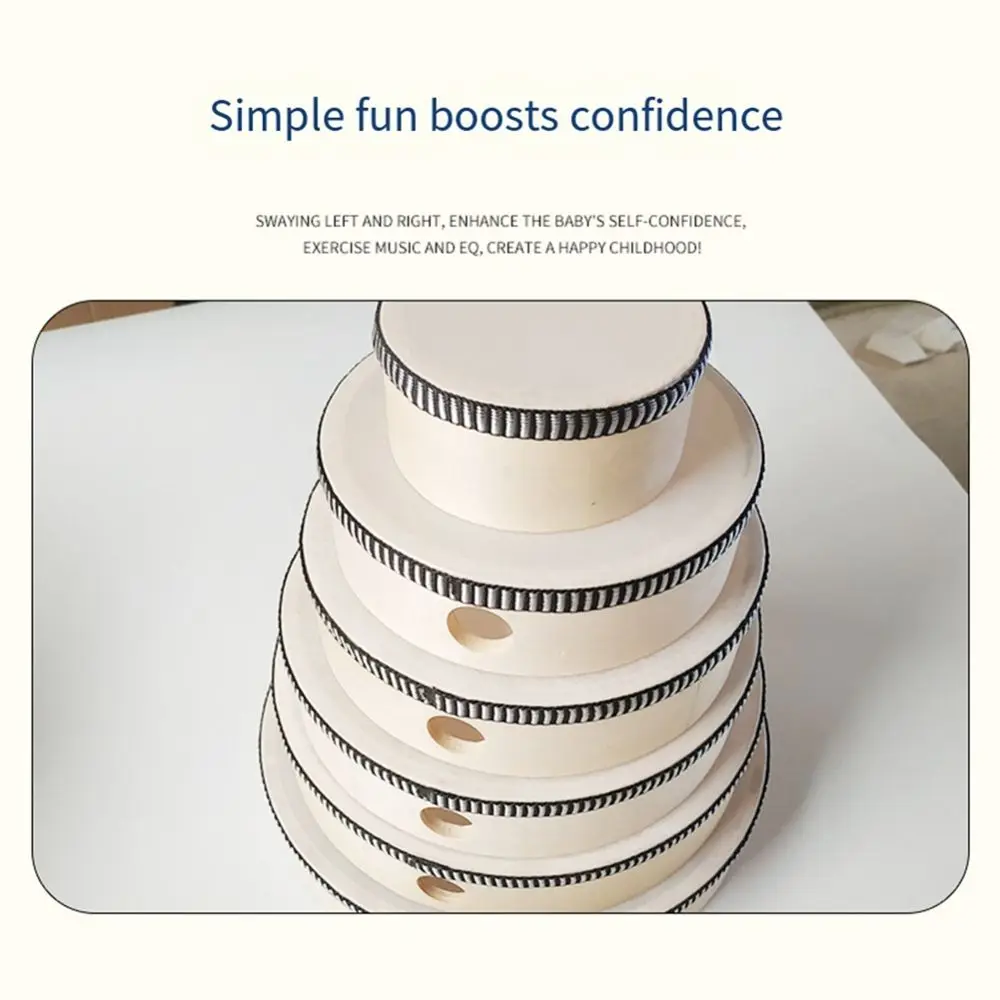 هدية 4/6/8/10 بوصة طبلة يدوية خشبية يده آلة موسيقية آمنة لعبة إطار خشبي مريحة حمل الاطفال طبل هدايا عيد الميلاد #4