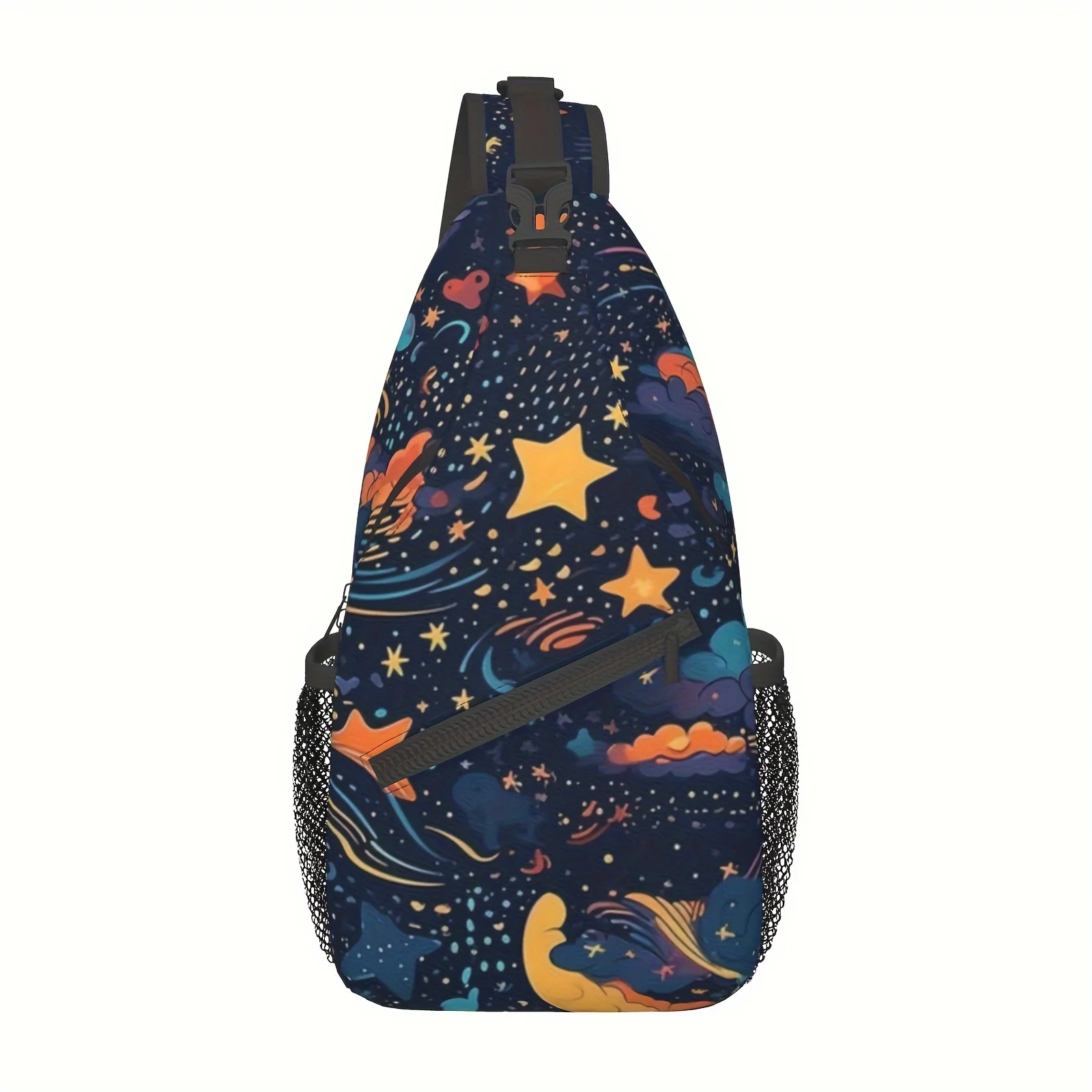 Pattern Night Sky Stars Clouds Moons Cross Chest Bag Diagonally Travel Backpack Light Travel Hiking Single Shoulder Bag