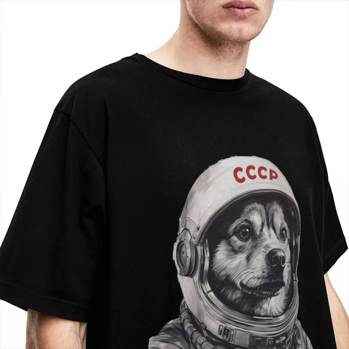 CCCP Rusia Laika Space Urss Astronauta Dog Printed T-shirt Men Women Short Sleeve Cotton T-shirt Men's T-shirts 2026 Summer New