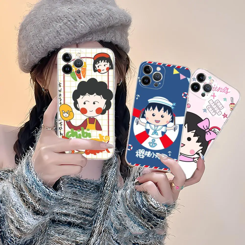 Catoon Chibi Maruko Chan Phone Case For iPhone 15 14 13 12 Mini 11 Pro XS Max X XR SE 6 7 8 Plus Soft Silicone Cover