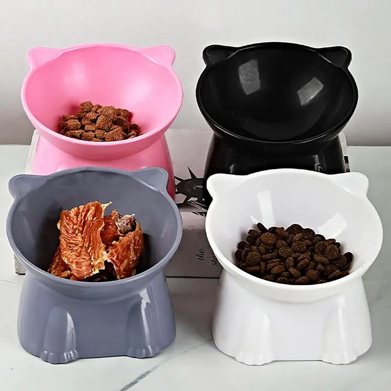 Elevated Cat Food Bowl Tilted Food Dish For Indoor Cats Non-slip Pet Food Bowls Tall Cat Feeding Bowls For Prevent Neck Fatigue