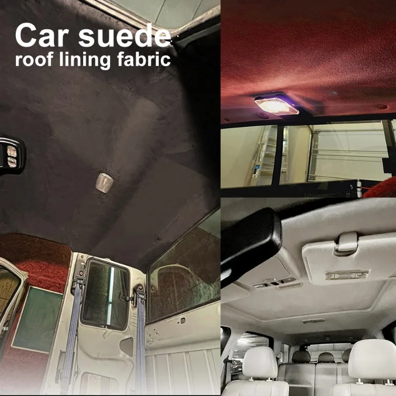 DIY Car Headliner Fabric Non-Adhesive Suede with Foam Backing Automotive Roof Lining Cloth for Replacement Repair Ceiling Door