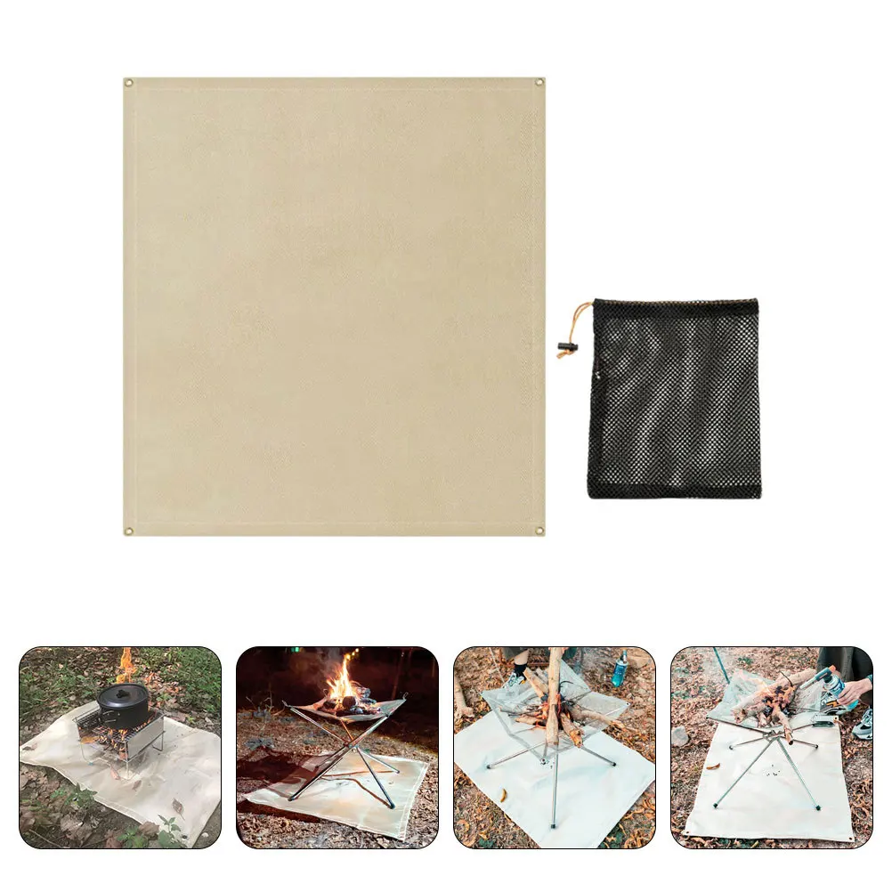 

1 set Fireproof Blanket Fiberglass Heat Resistant Mat For Camping Bbq Grill Outdoor Floor Protector Lightweight Portable
