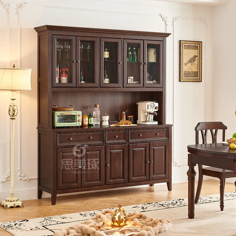 

Customizable American all-solid wood side cabinet wine cabinet integrated against the wall