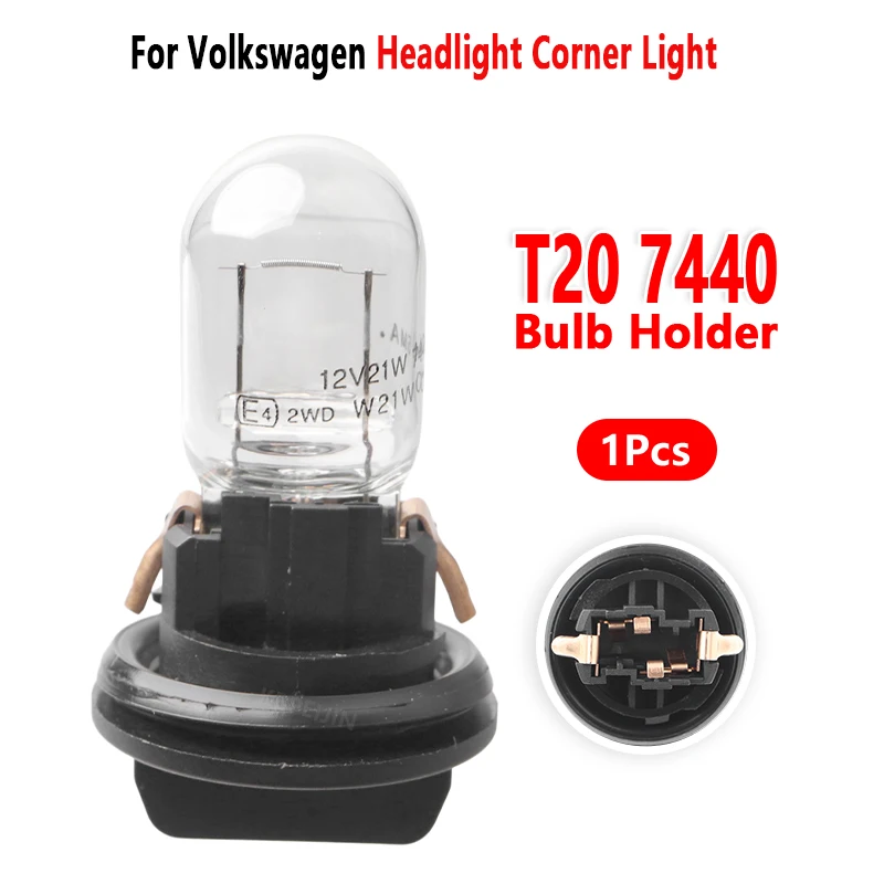 For Volkswagen Headlight Corner Light T20 W21W Bulb Holder Socket Base 1Pc