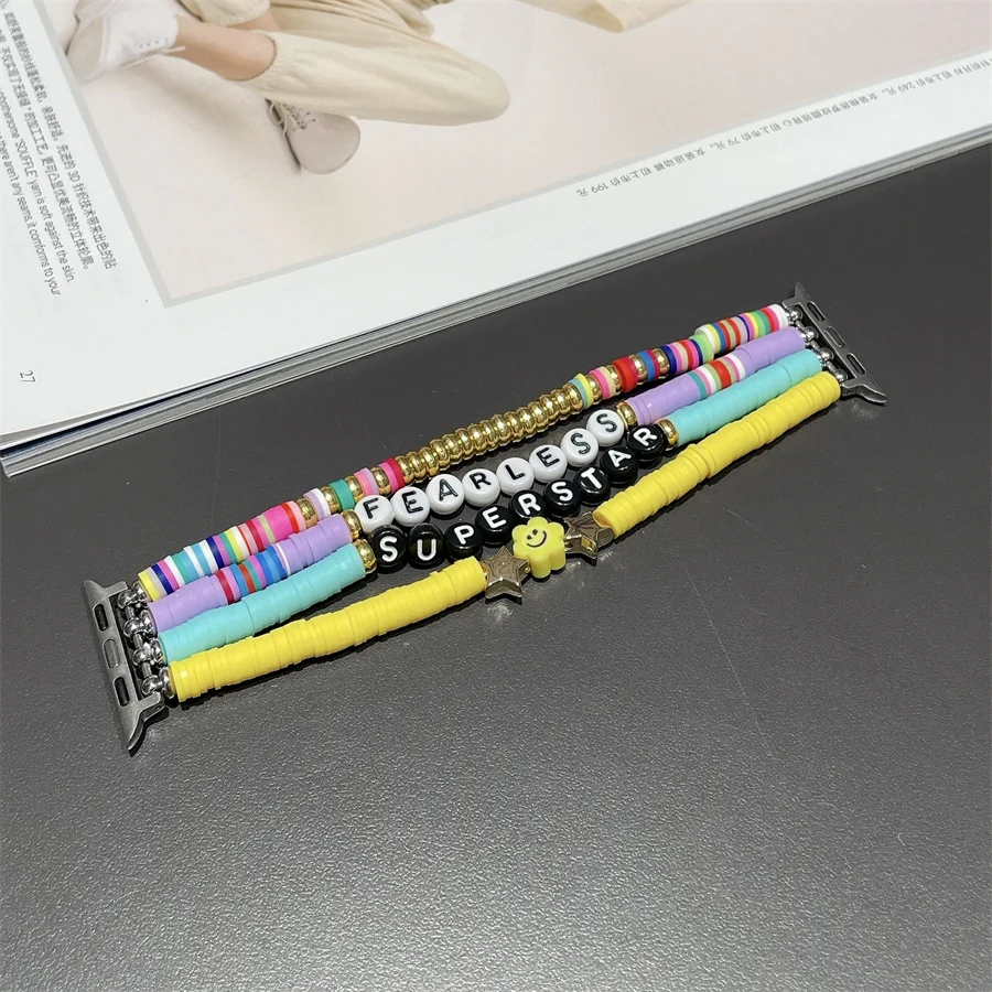 

Богемный Браслет из бусин, совместимый с iWatch, ремешок 38 мм 40 мм 41 мм 42 мм 44 мм 45 мм 49 мм для женщин, Модный Эластичный браслет ручной работы s