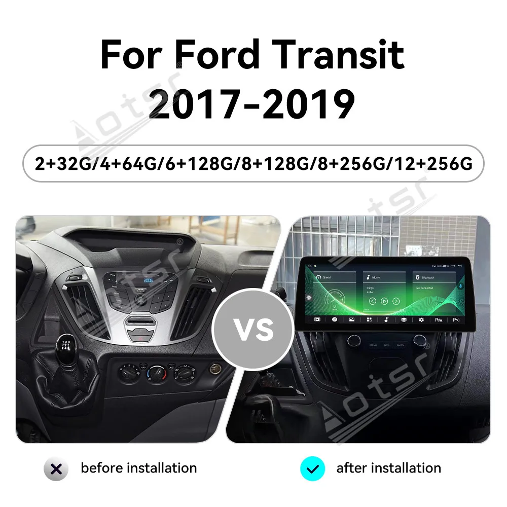 Touch Screen Android 14 Auto Multimedia Car Radio For Ford Transit 2017-2019 Car GPS Navigation Audio Stereo Head Unit Carplay