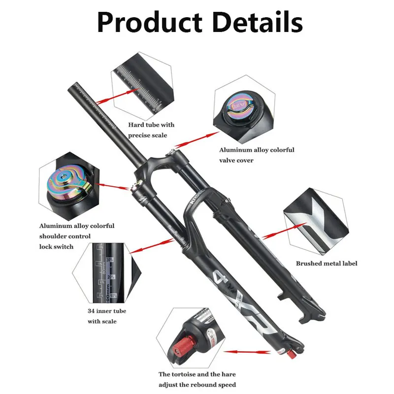 Mountain Bike Front Fork, XR34 Air Suspension, MTB 26, 27.5, 29 Inch, Rebound Adjust, Ultralight Bicycle Forks