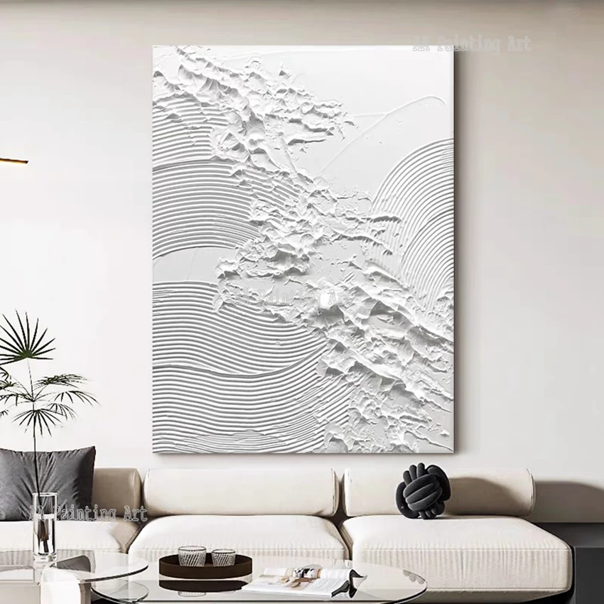 Imagem -05 - Pesado Moderno Textured Wall Painting Branco Acrílico Canvas Picture Grosso 3d Arte Abstrata Pintados à Mão Artwork