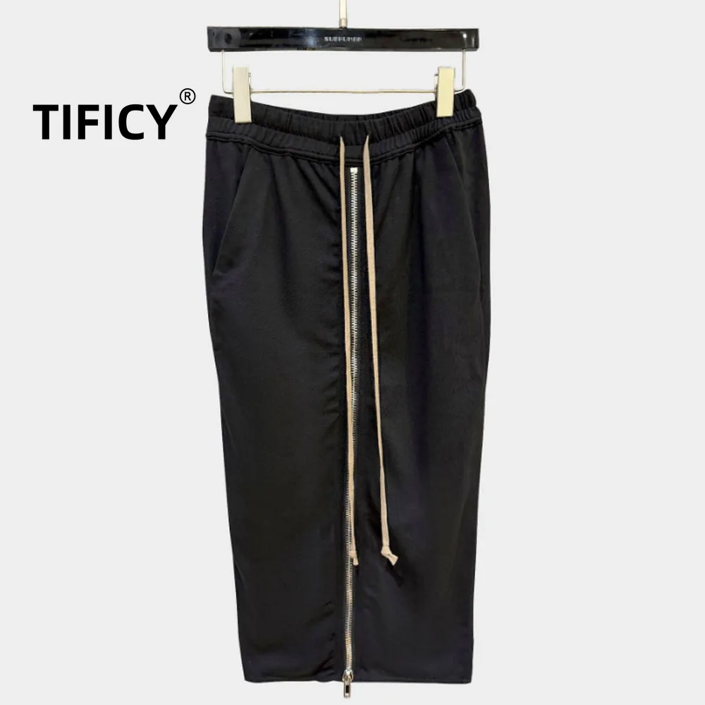 

High Street Dark Ro Black Skirt Women's High Waist Drawstring High Elasticity, Slim and Fashionable Slim Skirts
