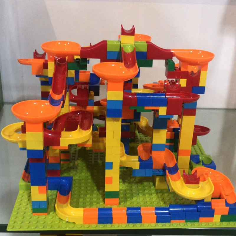 Small DIY Building Block Toys Marble Race Run Block Small Size Assemble Toys Maze Ball Funnel Slide Blocks Bulk Model Toys