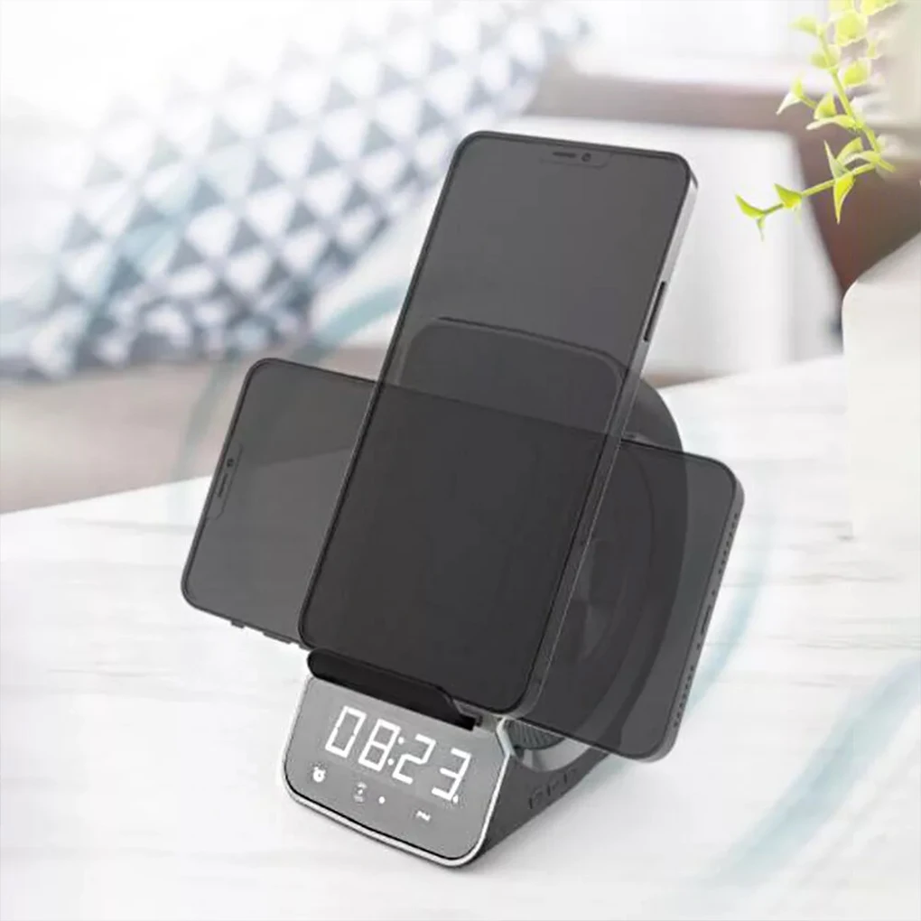 Portable Bluetooth Speaker Wireless Charger Subwoofer Radio Alarm Clock Music Player DJ Sound Box