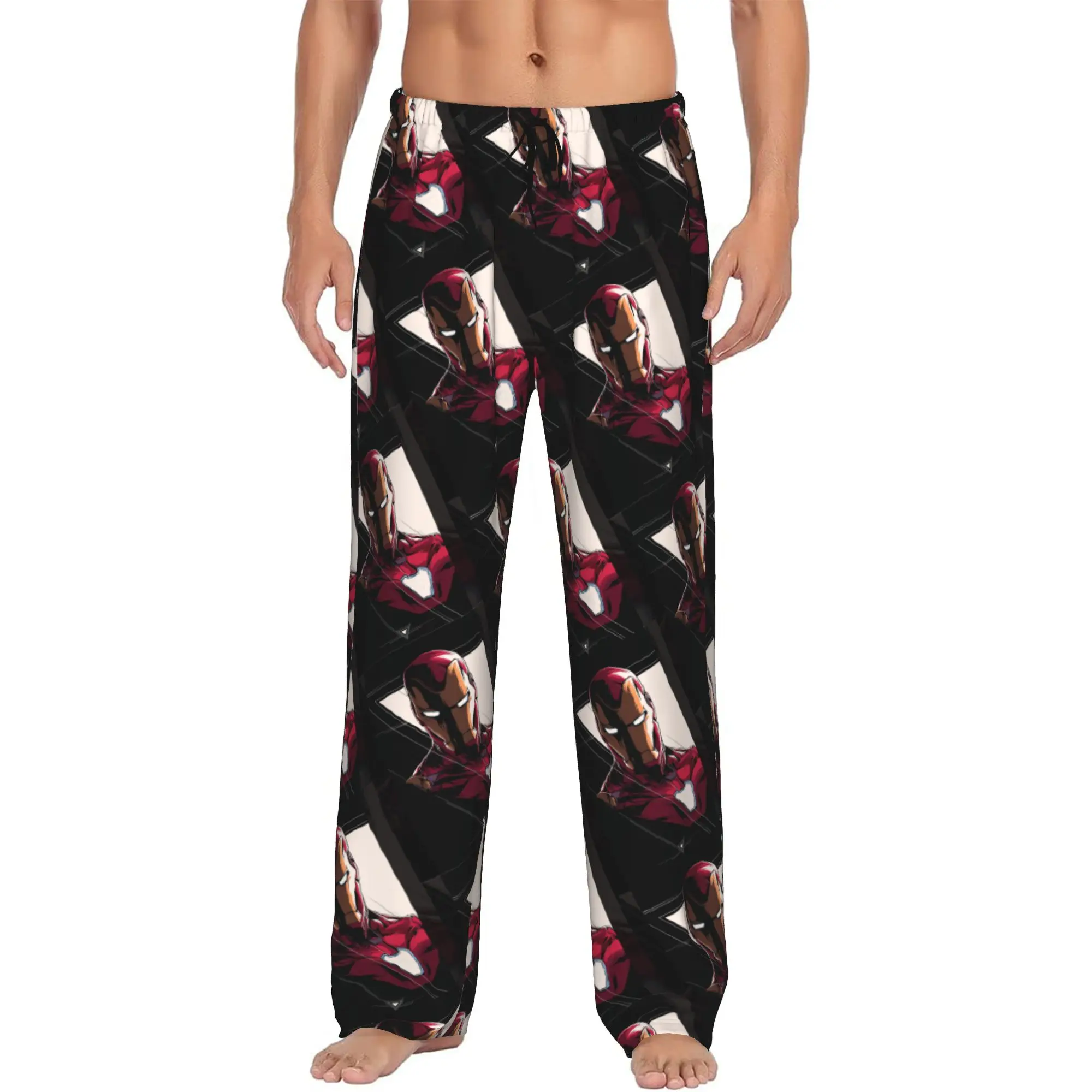 

Custom Men's Iron Anime Man Pajama Pants Print Sleep Sleepwear Bottoms with Pockets