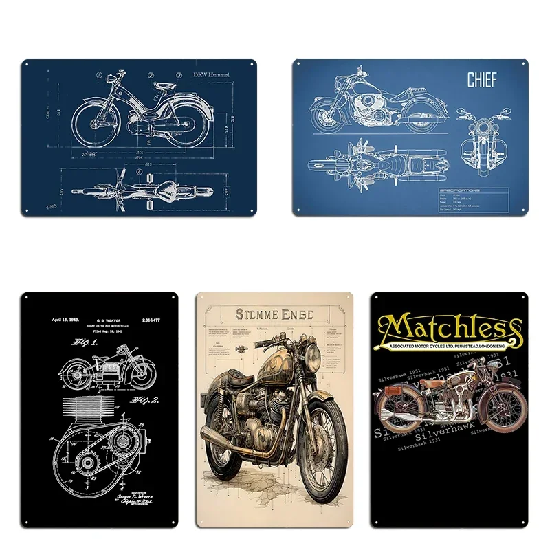 Placa Metálica Vintage con Diagrama de Motocicleta KMZ Dnepr-12 DKW Hummel 1958, Diseño Personalizado, Decoración para Pub, Bar o Cueva, Póster de Lata