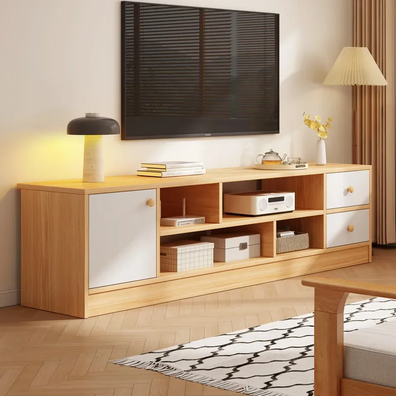 for Modern Simple Solid Wood TV Cabinet Small Apartment Living Room Household Floor Storage Unit Wholesale New Design