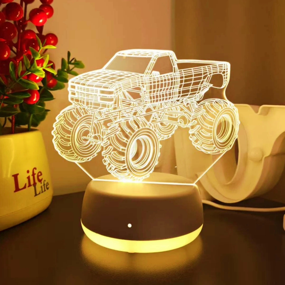 USB 3D creative off-road vehicle night lights, bedroom and living room decorative lights, desktop decorative lights