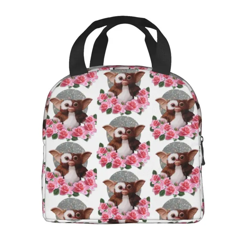 Mogwai Gremlins With Flowers Insulated Lunch Bag for School Office Gizmo Monster Waterproof Thermal Cooler Lunch Box Children