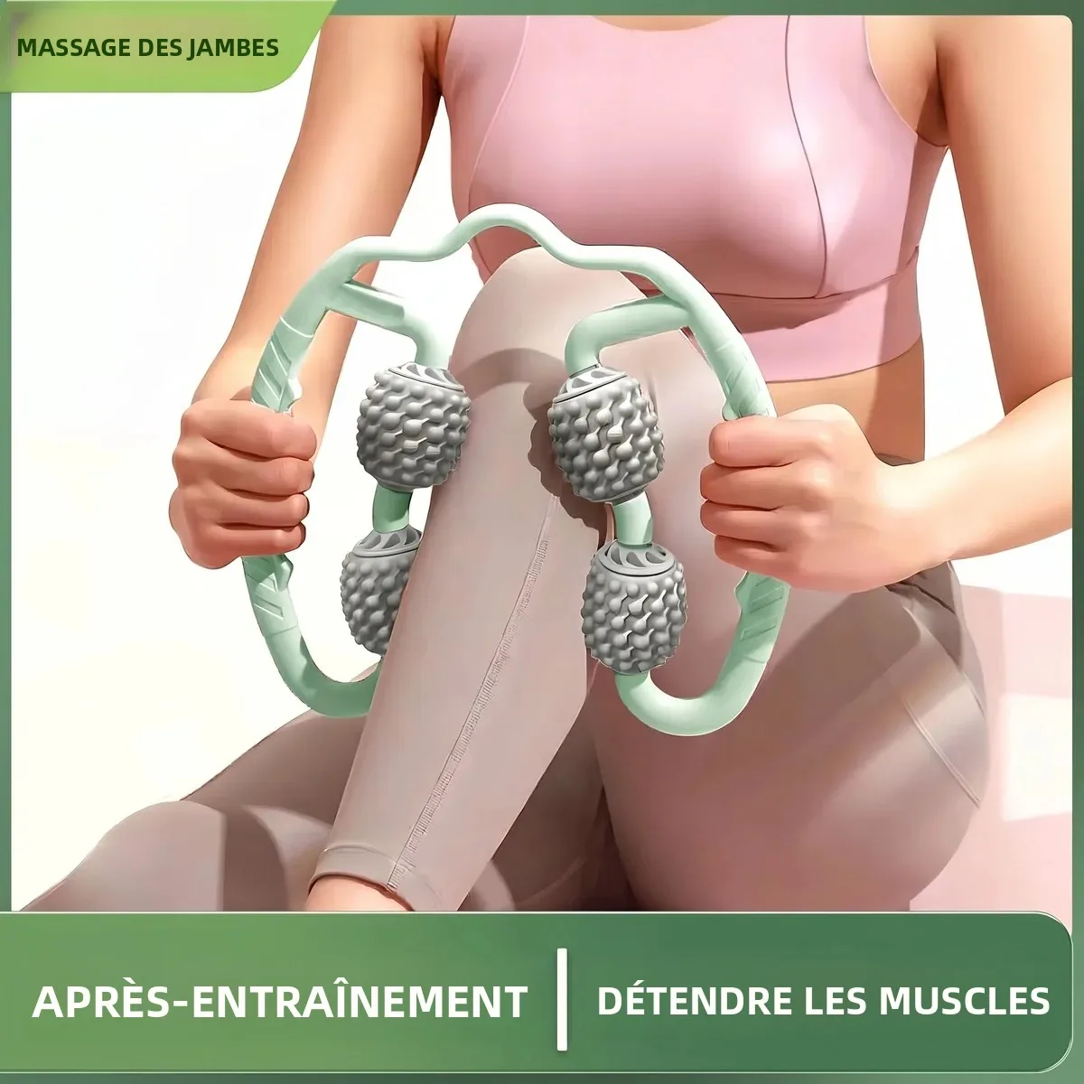 Outil magique amincissant pour les jambes de style taïwanais, rouleau de massage des jambes avec conception à anneau de serrage, masseur de mollets pour la relaxation musculaire et la réduction de la fatigue
