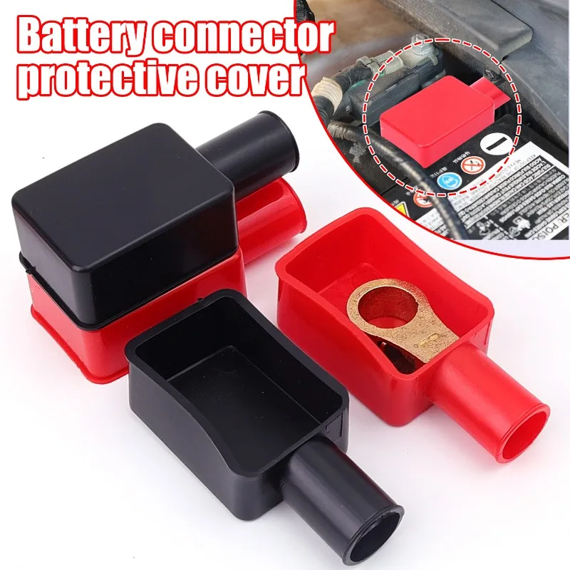 2/4pcs Car Battery Terminal Covers Positive Negative Top Post Cap Protection Insulate Case Battery Wire Connectors Rubber Caps