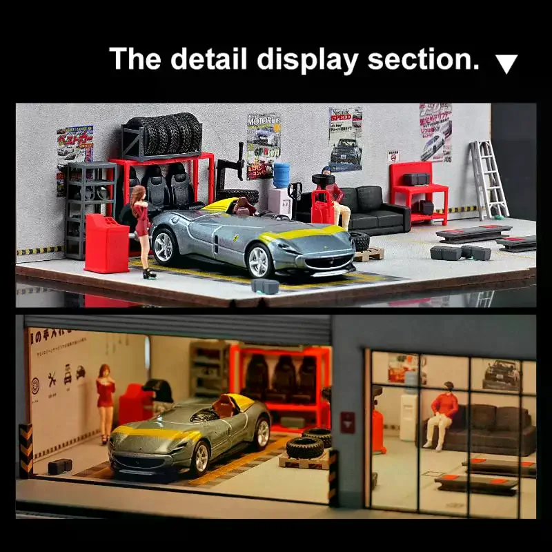 

12Pcs/set 1/64 Car Repair Tools Model Set Micro Garage Scene Display Props Accessories
