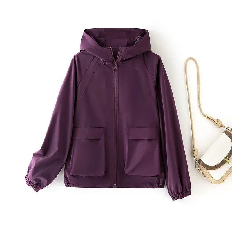 

Модная женская куртка 2025Весна-Осень Новая женская ветровка Пальто Повседневная ветрозащитная водонепроницаемая верхняя одежда с капюшоном Верхнее пальто Джокер Топ