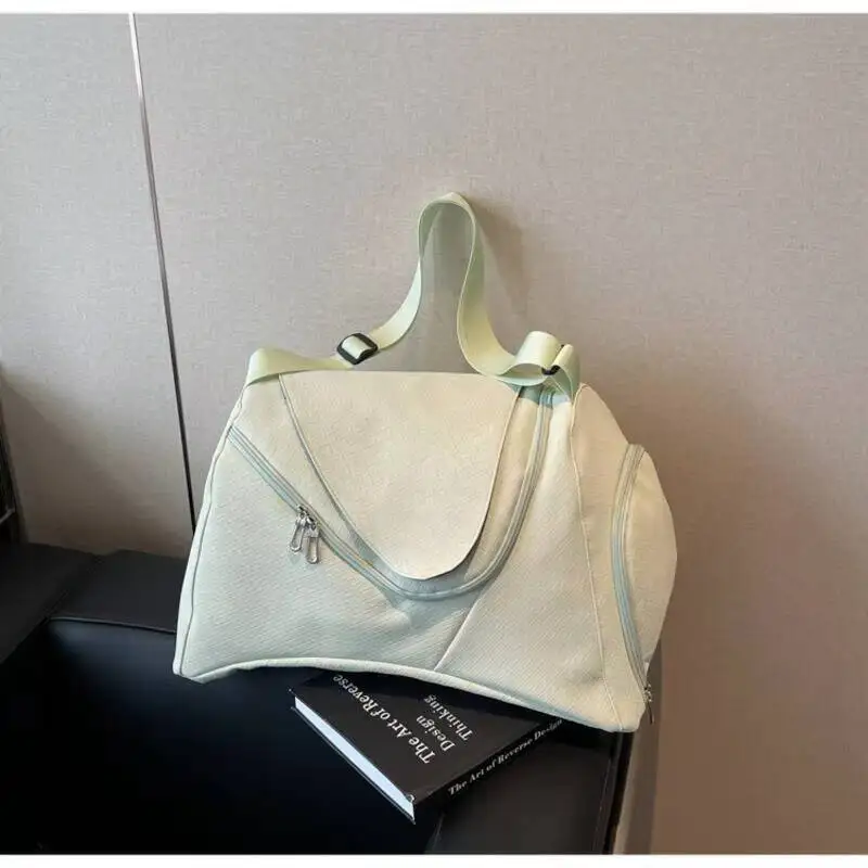 

Woven Texture Faux Leather Bag, Large Capacity Single-Shoulder Travel Bag for Women Weekend Overnight Bag with Multiple Zipped