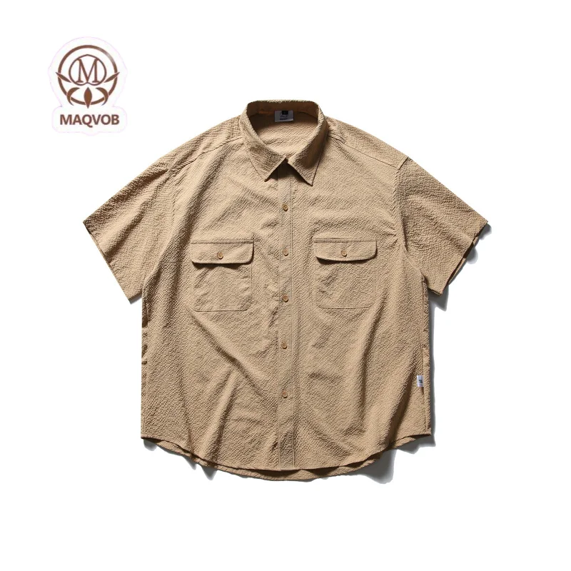 Maqvob premium quality luxury street wear outdoor Cityboy loose fit short sleeve shirt with multiple pockets