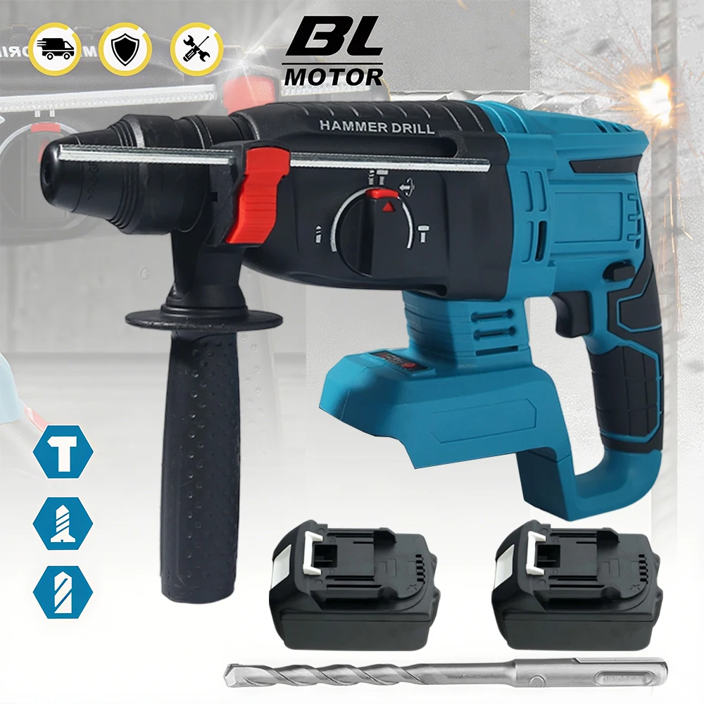 Makita – perceuse à percussion électrique sans balais de 26MM, marteau rotatif multifonctionnel sans fil, perceuse à percussion, outil électrique pour batterie 18V