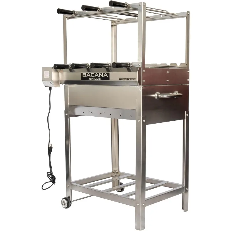 Parrilla de barbacoa brasileña 7 brochetas Churrasco Multi asador - Acero inoxidable portátil fuego de madera y carbón Gauc