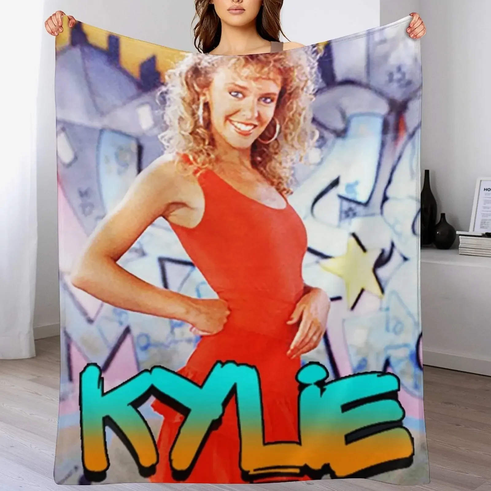 

Retro Kylie Minogue Throw Blanket Retros Flannel Fabric Blankets For Sofas Cute Blankets