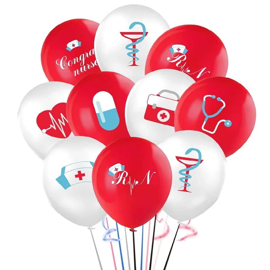 Nurse Balloon Set, Nurse Doctor Healthcare Professional Party Nursing Latex Balloon Decoration, Hospital Staff Balloon,12pcs