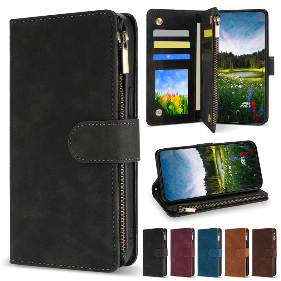 Wallet Multi-card Zipper Kickstand Magnetic Flip Leather Case For Samsung Galaxy S26 Ultra S25 Plus S24 FE A07 A16 A17 A36 A56