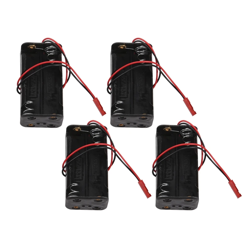 4Pack 6V 4XAA Battery Container Case Holder Pack Box JST Plug Receiver for 1/8 1/10 RC Nitro Power Car Truck [A17I Toy]