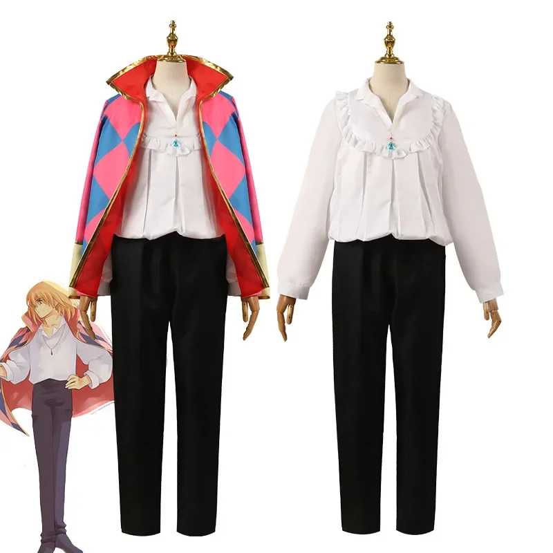 Castelo em Movimento Howl Cosplay Traje, Conjunto Completo Trajes de Halloween, Jaqueta Unisex, Colar, Casaco, Anime