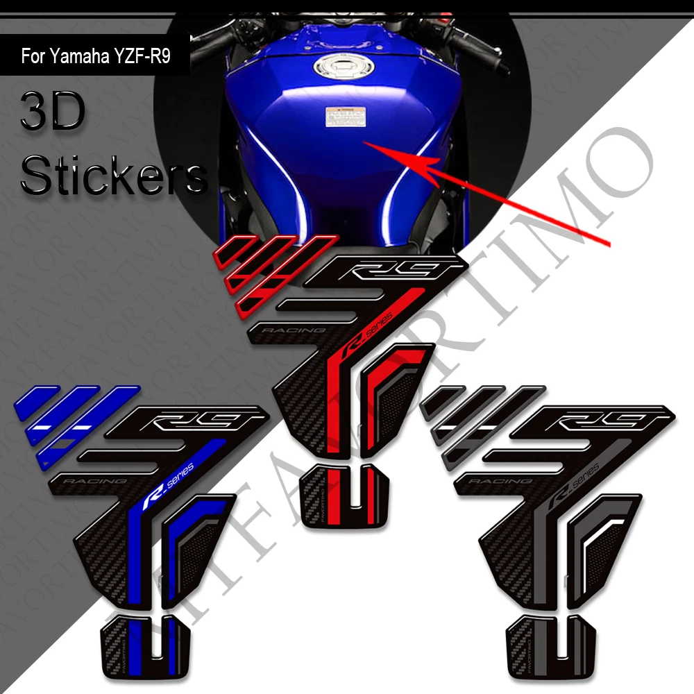 YZFR9 2025 オートバイ燃料タンクパッドステッカー 3D ニーグリップトラクション保護デカール 防水 ヤマハ YZF-R9 YZF R9 2026用