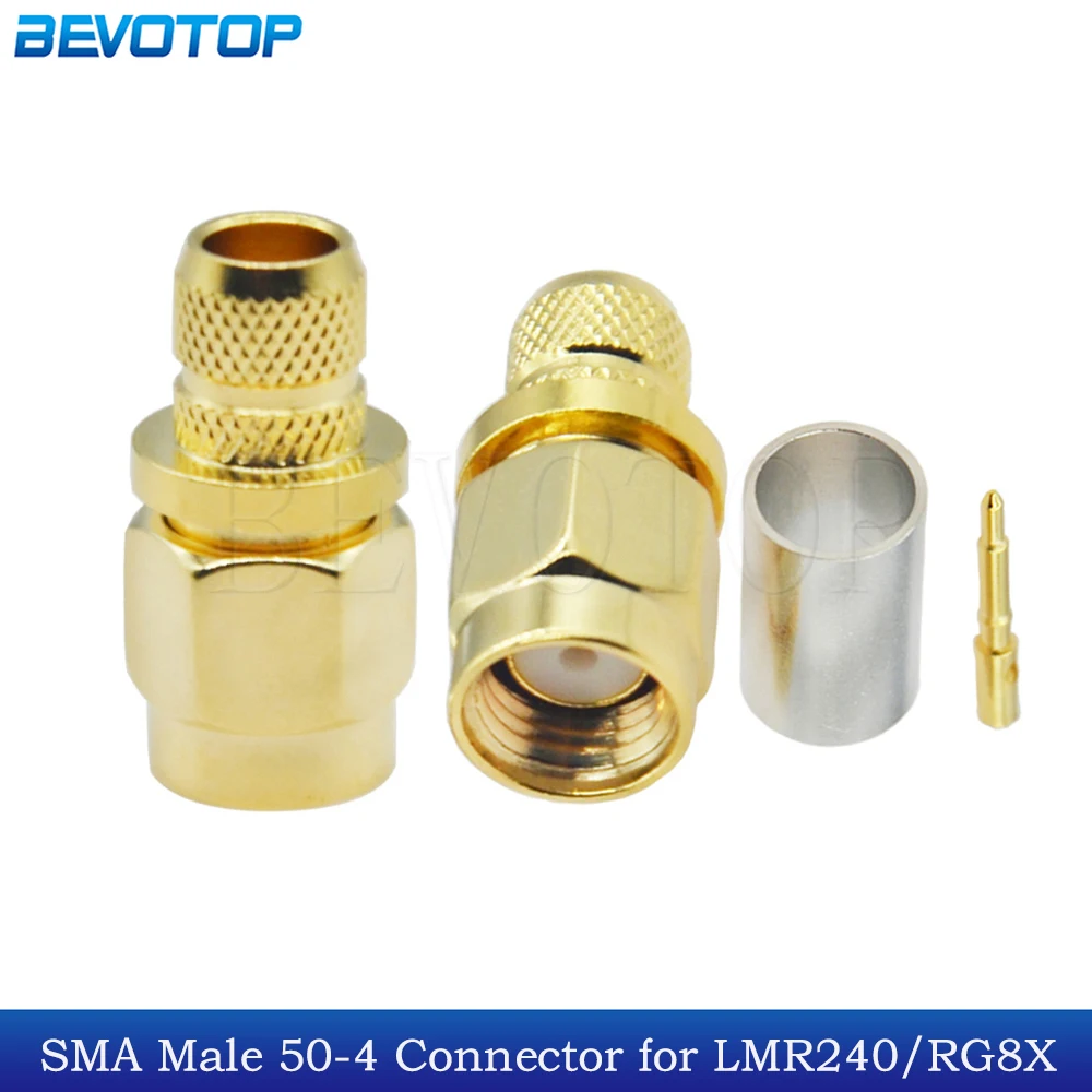 

10Pcs/Lot SMA Male/RP SMA Male Straight 50-4 Crimp ConnectorRF Coaxial Adapter for LMR240 4D-FB RG59 RG8X Coax Cable