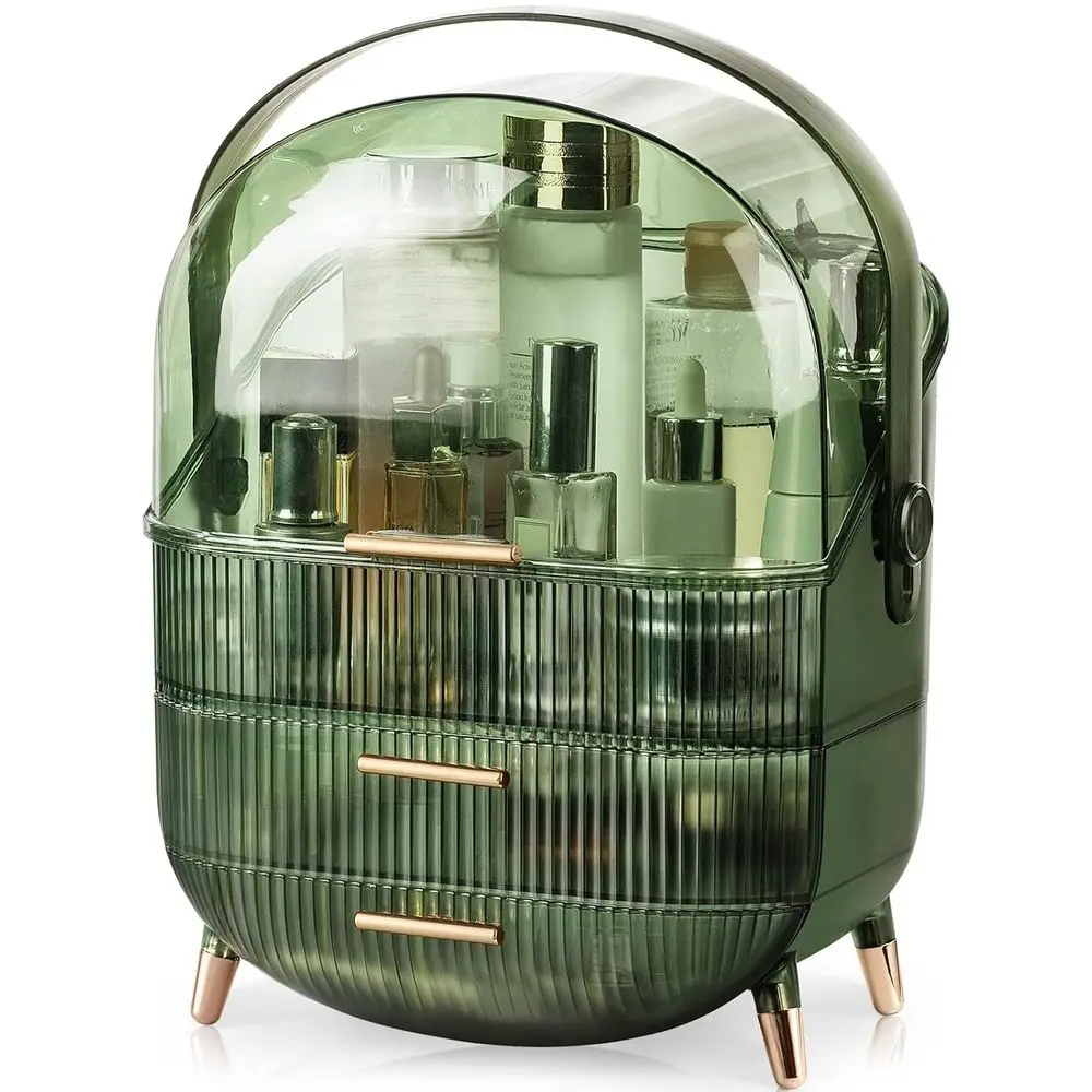 

Makeup Organizer,Large Capacity Skincare Organizer for Vanity,Cosmetic Organizer with 2 Drawers and Transparent Cover for Bedroo