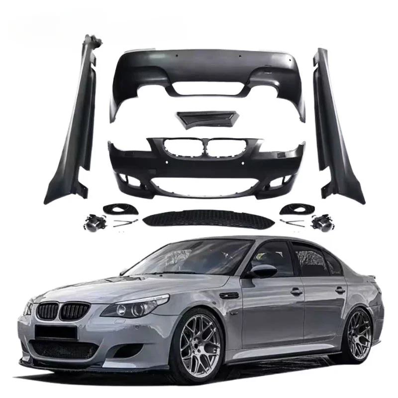 

FLDZ Car Upgrade E60 M5 Style Bodykit Front Bumper Lip grille Rear Cover Side Skirts Spoiler Body kit For BMW 5 Series 2003-2010