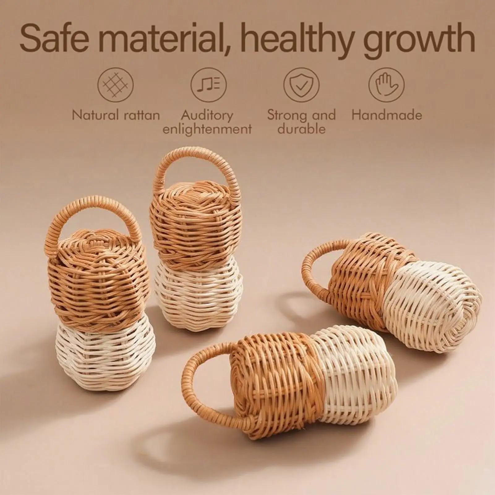 Baby Rammelaar Rotan Tafelbel Rustgevend Speelgoed Hand Rammelaars Natuurlijke Veilige Tafelbel Zintuiglijke Ontwikkelingsspel Voor Baby Spelen Thuis Wieg