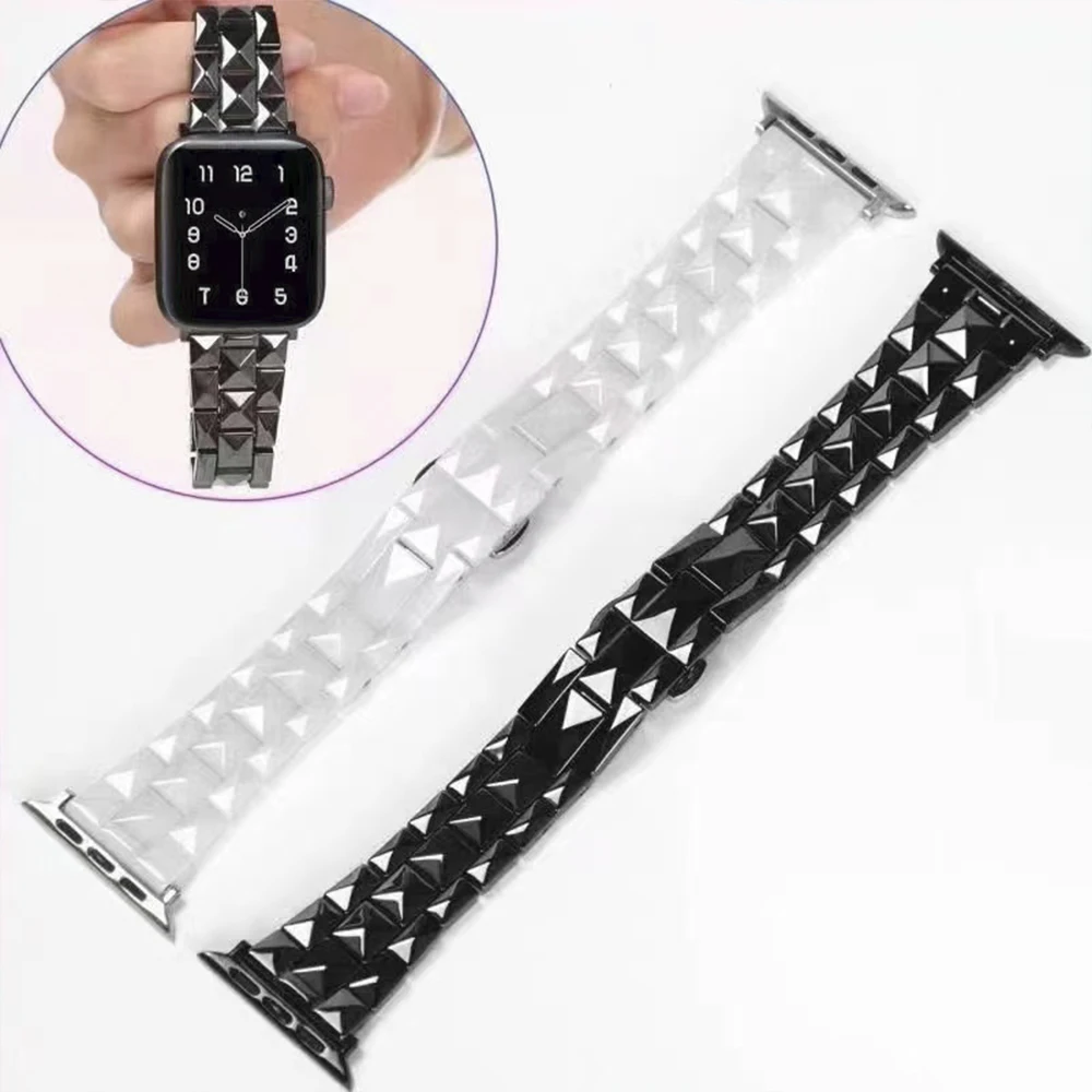 

Ceramic Strap for Apple Watch Band 45mm 41mm 49mm 44mm 40mm 42 38mm Bracelet for iWatch Series Ultra 9 8 7 6 5 4 3 SE Watchband