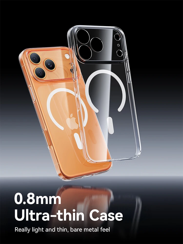 Joyroom magnetic case for iPhone 17/16 Pro Max, thin transparent cover, anti-yellow, wireless charging compatible 6