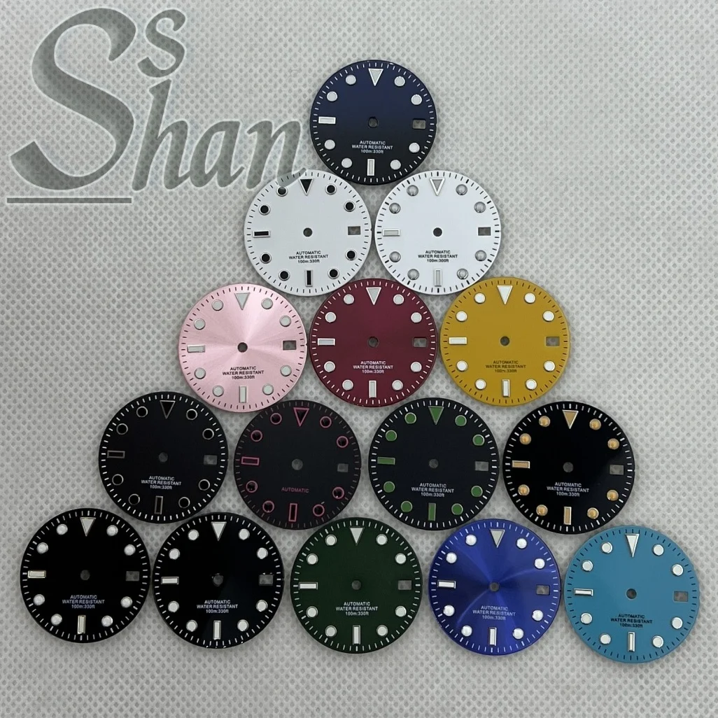 29mm Mod Watch Dial With Date Window Luminous Multiple Color Options For NH35 / NH36/ETA2824 / PT5000 Automatic Movements