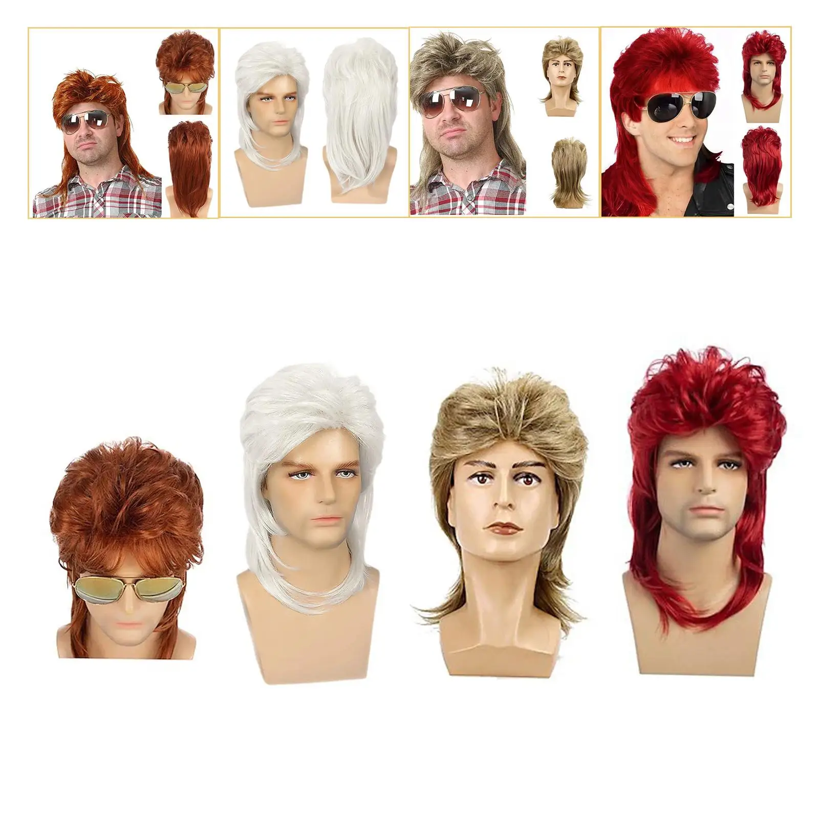 

Синтетические волосы 70S 80S, мужской волнистый многослойный парик для косплея, Забавный парик для костюма, для ежедневного использования